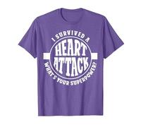 I Survived A Heart Attack What's Your Superpower Cardiac T-Shirt, Men, Purple Heather, Medium
