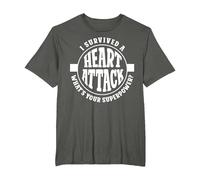 I Survived A Heart Attack What's Your Superpower Cardiac T-Shirt, Men's Big and Tall, Asphalt Grey, 4X Tall