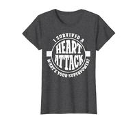 I Survived A Heart Attack What's Your Superpower Cardiac T-Shirt, Women, Dark Heather Grey, Large