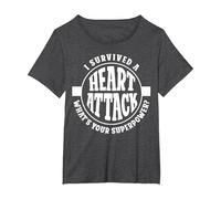 I Survived A Heart Attack What's Your Superpower Cardiac T-Shirt, Women's Plus, Dark Heather Grey, 6X
