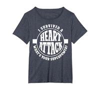 I Survived A Heart Attack What's Your Superpower Cardiac T-Shirt, Women's Plus, Heather Blue, 2X