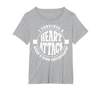 I Survived A Heart Attack What's Your Superpower Cardiac T-Shirt, Women's Plus, Heather Grey, 4X