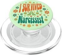 I Survived A Narcissist Gaslighting Retro Groovy Text PopSockets PopGrip for MagSafe