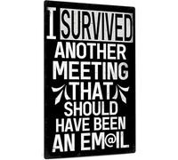 I Survived Another Meeting That Should Have Been an Email Aluminum Weatherproof Metal Sign Custom Personalized Tin Sign Wall Decor Housewarming Gift_8x12 Inch
