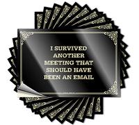I Survived Another Meeting that Should Have Been an Email Decals Kitchen Stuff Self Adhesive | Coffee Cover Vinyl Sticker Pack for Math(8X12CM)