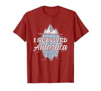 I Survived Antarctica Continent Expedition Antarctica T-Shirt, Men, Cranberry Red, XX-Large