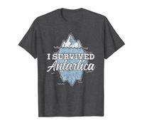 I Survived Antarctica Continent Expedition Antarctica T-Shirt, Men, Dark Heather Grey, Medium