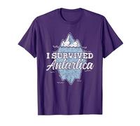 I Survived Antarctica Continent Expedition Antarctica T-Shirt, Men, Purple, XX-Large