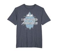 I Survived Antarctica Continent Expedition Antarctica T-Shirt, Men's Big and Tall, Heather Blue, 4X Tall