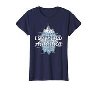 I Survived Antarctica Continent Expedition Antarctica T-Shirt, Women, Navy Blue, Medium