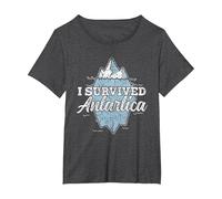 I Survived Antarctica Continent Expedition Antarctica T-Shirt, Women's Plus, Dark Heather Grey, 4X