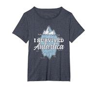 I Survived Antarctica Continent Expedition Antarctica T-Shirt, Women's Plus, Heather Blue, 2X