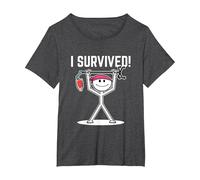 I Survived Cancer Survivor T-Shirt, Women's Plus, Dark Heather Grey, 3X
