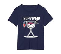 I Survived Cancer Survivor T-Shirt, Women's Plus, Navy Blue, 3X