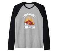 I Survived Funny Saying Chancla Candle Vector Raglan Baseball Tee
