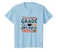 I Survived Grade 2 Now Watch This Graduation Celebration T-Shirt, Kids, Baby Blue, 12 Years
