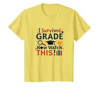 I Survived Grade 2 Now Watch This Graduation Celebration T-Shirt, Kids, Lemon, 12 Years