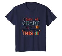 I Survived Grade 2 Now Watch This Graduation Celebration T-Shirt, Kids, Navy, 12 Years