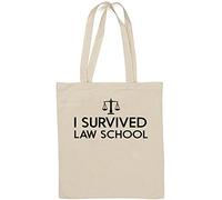 I Survived Law School Funny Lawyer Graphic Natural Cotton Tote Bag White