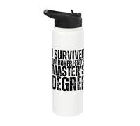 I Survived My Boyfriend's Masters Degree Funny MBA Stainless Steel Insulated Water Bottle