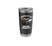 I Survived My First Bison Encounter Boop Funny Stainless Steel Insulated Tumbler