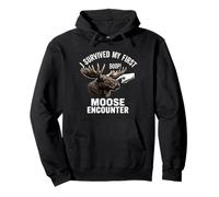 I Survived My First Moose Encounter Funny Boop Pullover Hoodie