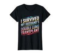 I Survived My Husband's Double Lung Transplant Proud Wife Value Graphic T-Shirt, Women, Black, XL
