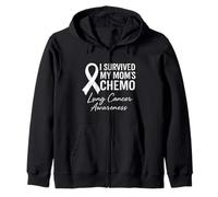 I Survived My Mom's Chemo Lung Cancer Awareness Zip Hoodie