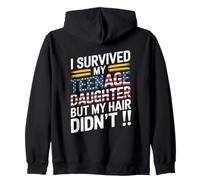 I Survived My Teenage Daughter Funny Mom & Dad Gift Zip Hoodie