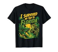 I Survived My Trip to Florida Funny Tourist Souvenir Value Graphic T-Shirt, Men, Black, S