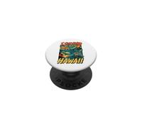 I Survived My Trip To Hawaii Vacation Shark Volcano Humor PopSockets Adhesive PopGrip