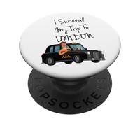 I Survived My Trip To New London Funny Sarcastic London Taxi PopSockets Adhesive PopGrip