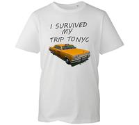 I Survived My Trip to NYC Graphic Tee - Fun Yellow Taxi Design - Unisex Shirt for New York City Adventures (White, 3XL)