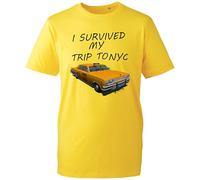 I Survived My Trip to NYC Graphic Tee - Fun Yellow Taxi Design - Unisex Shirt for New York City Adventures (Yellow, L Years)