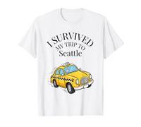 I Survived My Trip to Seattle in A Seattle City Taxi Value Graphic T-Shirt, Men, White, L