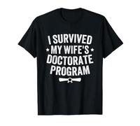 I Survived My Wife's Doctorate Program Vintage for Husband Value Graphic T-Shirt, Men, Black, S