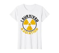 I Survived Radiation Cancer Awareness Month Radioactive Sign Value Graphic T-Shirt, Women, White, S