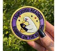 I Survived Reading Sunrise On The Reaping Patch 3 Inches Funny Duck Cute Meme Bookish Booktrovert Iron On/Sew On Embroidery Fabric Applique Patches for Backpack Vest Dog Harness