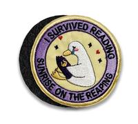 I Survived Reading Sunrise On The Reaping Patch Duck Cute Meme Bookish Booktrovert Embroidered Hook and Loop Patch for Military Style Gear 3 Inches for Backpack Vest Hat Dog Harness Gifts for Mom Dad