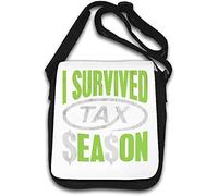 I Survived Tax Season Dollar Signs Shoulder Bag White