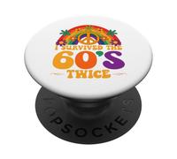I Survived The 60s Twice Sixties 70th 70s Year Old Birthday PopSockets Adhesive PopGrip