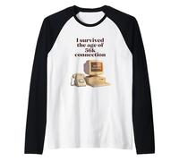 I Survived The Age of 56k Connection: Funny Dial-Up PC Humor Raglan Baseball Tee