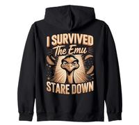 I Survived The Emu Stare Down Emus Zip Hoodie