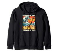 I Survived The Great Hawaii Tsunami of 2025 | Retro Wave Zip Hoodie