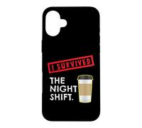 I Survived the Night Shift Nurse Life Coffee Lover Police Case for iPhone 16 Plus