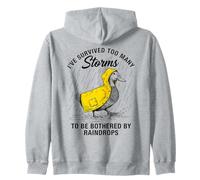 I Survived Too Many Storms Funny Duck Retro Humor Graphic Zip Hoodie