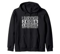 I Survived Two Kids Mortgage My Superpower Parent Humor Zip Hoodie