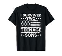 I Survived Two Teenage Sons Parenting Mom Dad Teenager Boy T-Shirt