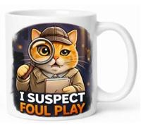 I Suspect Foul Play Detective Cat Funny Coffee Mug Gift Mug