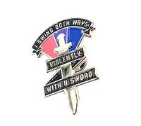 I Swing Both Ways Violently With A Sword Bi Pride LGBT Metal Enamel Pin Badge
